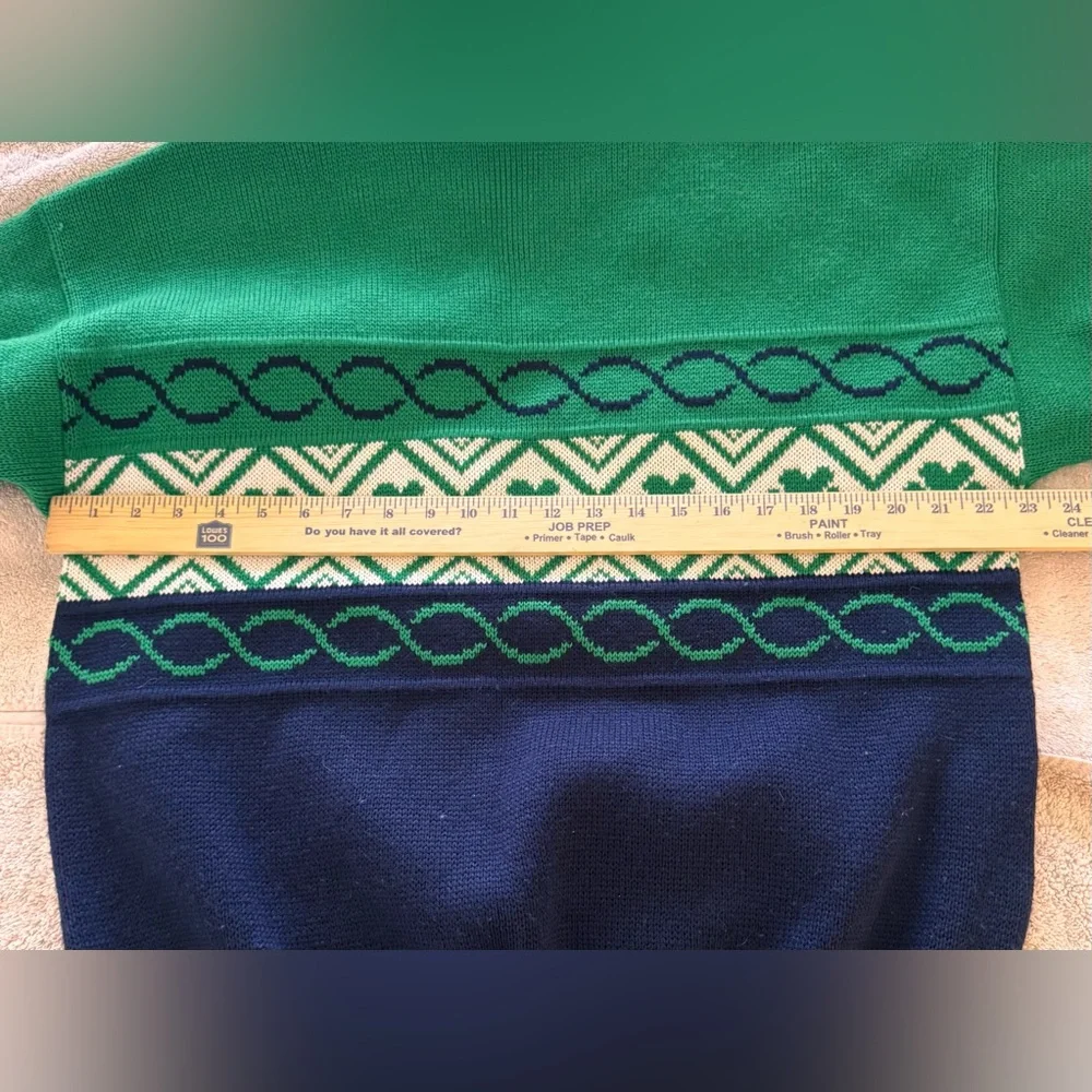 Vintage Emerald Sport Shamrock Celtic Pullover Knit Sweater Made In Ireland M